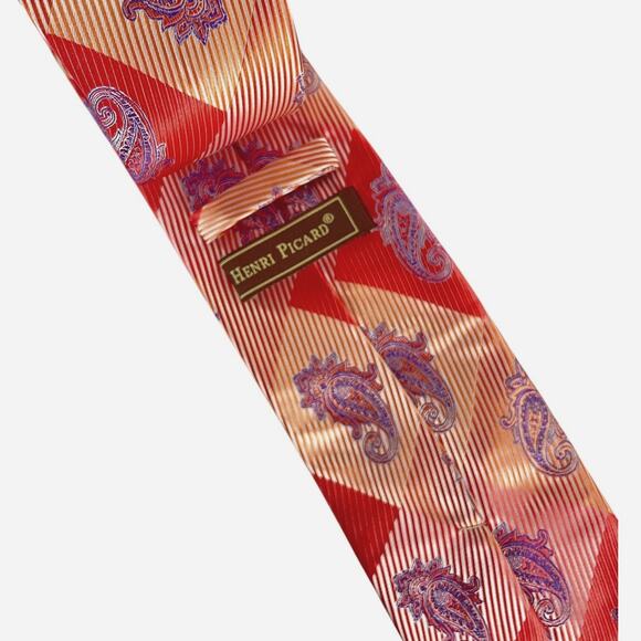 Henri Picard Multi‎ Color Paisley Tie - Picture 2 of 5